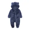 Herfst Winter Baby Cartoon Beer Rompertjes Voor geboren Baby kostuum Jongens Jumpsuit Algehele Meisjes Romper Katoenen capuchon Kleding 240111