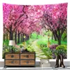 Cherry Blossom dekorativ vägg tapestry hem dekor sovrum landskap stort tyg hängande dekoration väggmålningar 240111