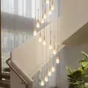 Luxury Crystal LED Chandeliers Long Staircase Hanging Lights for Living Room Lobby Creative Gold Indoor Luminaire Pendant Lamp