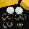 Women Hoop Earrings Designer Fashion Big Circle Size Letters Hoops Gold Earrings for Mens Brands Jewelry Luxurys Stud F Earring 3cm 5cm with Box