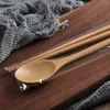 Ensembles de vaisselle cuillère en bois baguettes ensemble soupe en bois coréen pour manger mélange poignée de ficelle meubles de maison livraison directe