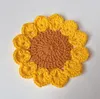 Tapetes de girassol feitos à mão 12cm comércio mão crochê doilies almofada de copo de malha po adereços placemat casa tapete decorativo