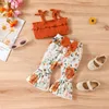 Clothing Sets 0-24M Baby Girls Summer Clothes Set Infant Sleeveless Ruffle Sling Ribbed Tops Bow Floral Flare Pants Toddler Outfits