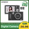 コネクタAndoer Mini Digital Camera 48MP 4K 16X Zoom Selftimer 128GB拡張メモリフェイス検出アンティシーキングビルトインバッテリー