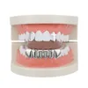 Grillz Dental Grills Hollow Cross Set Hip-Hop Vergoldetes Kupfer Glänzende Zahnspangen Zubehör Damen Herren Party