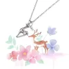 Pendants U7 Cute Elk Animals 925 Sterling Silver Antler Reindeer Necklace Women Party Jewelry Accessories Christmas Gift for Her SC228