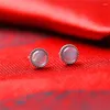 Boucles d'oreilles aigue-marine naturelle ronde pour femmes, pierre précieuse en argent S925, bijoux en cristal de guérison mignons