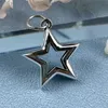 Hängen Real S925 Sterling Silver Polishing Hollow Pentagram Star Chain Pendant Jewelry Men Woman Key Chain Accessories