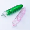 Glassvape666 Y016 Smoking Pipe About 4.1 Inches Straight Style Green Pink Diamond Cut Glass Pipes