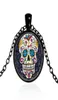 Pendant Necklaces Mexican Sugar Skull Day Of The Dead Necklace Black Chain Skeleton Glass Jewelry Classic XL15265710286776204