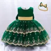 Girl's Dresses Infant Summer Baby Girl Dresses Bow Lace Newborn Baptism Princess Dress For Girls Birthday Party Dress Toddler Christening Gown H240508