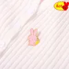 Hot Lapel Pins Pink Strawberry Rabbit Enamel Lapel Pins Couples White Black Brooches Cartoon Animal Badge Backpack Jewelry Gift for Kids