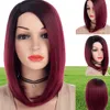 Beauty Ombre Red Bob Wigs for Women Synthetic Short Blonde Black Brown Straight Wig Burgundy Hair Heat Resistant Fiber10151531171856