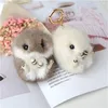 Echte echte nertsbont Hamster muis speelgoed pop pompom bal tas charme sleutelhanger hanger Keyring250i