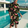 Męskie dresy letnia plażowe zestawy koszulki 3D Tropikalne wzór rośliny TEES SUT Fashion Hawaiian Casual Style