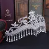 Kmvexo Luxury Rhinestone Tassel Fringe Bridal Tiaras Flower Crystal Diadem Veil Crown Wedding Hair Accessories Headpieces 240110