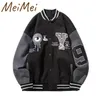 Hiphop Retro Style Purifying Eyeball Pattern Coat For Men American Street Baseball Jacket Trendy Loose Casual Letter Man 240111