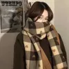 スカーフwtempo秋冬の模倣カシミア女性の両面ラブ格子縞のスカーフ韓国タッセル温かい大きなショール汎用厚の厚いラップQ240111