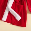 Халат для маленьких девочек, детский рождественский меховой халат с длинными рукавами и контрастным цветом, бархатный халат с капюшоном, детская одежда для девочек 240111