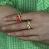 Bagues de cluster Fashion Femmes Fluorescent Émail Bague Gold Couleur Neon Full Finger Bijoux