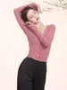 Mulheres Camisetas Árvore -como Lacework Mangas Compridas Top Ballet Moderno Dança Corpo Roupas Clássicas Slim Exercício