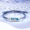 Armband 925 Sterling Silver Whale Deer Pararmband för kvinnor Män Blue Emalj Rope Armband Valentinsdag Gift Fina smycken