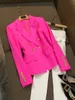 JUNE LIPS All-Match Dusty Pink Green Blue Nude Black Blazer Jacket Women's Gold Buttons Double Breasted Blazer XS-5XL 240110