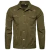 Youth Men's Brown Denim Casual Jacket Solid Color Single Breasted Patch Pocket Jacketkläder Läderjacka Kläder 240110