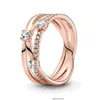 Rose Blume Gold Liebe 925 Silber Ring Pan Luxus Zirkonia Herz Frauen Hochzeit Verlobung Edlen Schmuck Mädchen Versprechen Geschenk