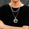 Colliers Big CZ Stone Round Memory Médaillons Photo personnalisée Pendentif Photo Collier pour hommes Hip Hop Bijoux Gratuit Graver des cadeaux de Noël