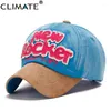 Casquettes de balle Climat Hommes Rocker Baseball Chapeau Femmes Casquette En Daim Réglable Contraste Faux Cuir Vin Jeune