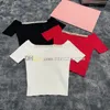 Poza ramionami Kobiety Pearl Dekoracja dzianina Seksowna ciasna dzianina koszulka Slim Fit Tee