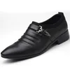 Sapatos masculinos clássicos de couro preto, sapatos formais de casamento, plus size, bico ponteagudo 240110