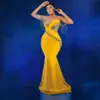 Gorgeous Evening Dresses Elegant Mermaid Yellow Prom Dresses for African Balck Women Sheer Neck Tassel Colorful Beaded Birthday Party Dress Engagement Gowns ST784