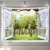 Nachahmung Fenster Wald Landschaft Malerei Tapisserie Wandbehang Böhmischen Stil Psychedelische Mandala Wohnkultur 240111