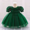 Robes de fille robe de bébé de Noël vert pour filles 1er anniversaire robe de soirée bébé bébé fille tulle baptême de fête princesse robes 0-2y h240508