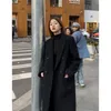 Mexzt Uzun Yün Karışımları Katlar Kadınlar Sokak Giyim Sokak Kazanı Koreli Kapitone Yünlü Ceketler Kış Zarif Palto Kalın Dış Giyim 240110