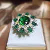 Cluster Rings Creative Domineering Round Emerald Yellow Gemstone Full Of Diamonds Couple Ring For Women Flowers Anniversary Gift Jewelry