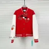 Off White Jacke AC MILANS Off Brand High-End-Mantel für männliche und weibliche Liebhaber Ow Heavy Industry bestickte Wollspleißlederärmel Modetrendmarke Off White 5050