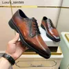 Berluti herr klänningskor läder Berluti Ny scritto mönster färg oxford calfskin gentlemens affärs rj