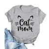 Kvinnors t-shirt katt mamma levande brev tryck kvinnor t shirt kort ärm o ne lös kvinnor t-shirt damer tee shirt topps cloes camisetas jeryolq