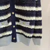 10017 2024 Pista Primavera Estate Marca stesso stile maglione blu manica lunga scollo a V cardigan abbigliamento donna donna di alta qualità zhen