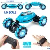 Voiture électrique / Rc Rc Gesture Toys 4WD Télécommande contrôlée à la main Tous les terrains Monster Trucks Stunt S avec lumières Music Drop de Del Dhvbn