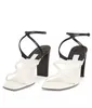 2023S varumärke pumpar azie 85mm satin sandal med kristaller utsmyckad läder sandal vrist rem mocka sandaler lyxiga klackade öppet tå med låda eu35-43