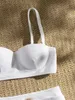 Sexy strass cinto de cintura alta biquinis conjunto feminino sólido branco preto push up underwire maiô fivela maiô banho 240110