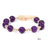 Brin pierre naturelle violet calcédoine cristal perles Bracelet coeur fermoirs chaîne Bracelets pour femme hommes amitié cadeau