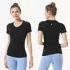 LU-B23 Tenue de yoga pour femmes Chemise à manches courtes Chemises de sport de couleur unie Course à pied Gym Fitness Entraîneur Filles Silm Jogging Sportswear Respirant