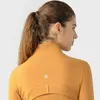 Abbigliamento fitness da donna per yoga Giacca sportiva Colletto rialzato Mezza cerniera Manica lunga Camicia attillata per yoga Pollice da palestra Cappotto sportivo Abbigliamento da palestra lu-meluck