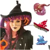 Chapéus de festa Halloween Wicked Witch Chapéu de cogumelo de malha para cosplay acessórios de fantasia pograph adereços meninas r7rf 230411 gota entrega dhhdw