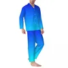 Nachtkleding voor heren Tweekleurige pyjamasets Zwart Wit Dambord Trendy Heren Lange mouwen Retro Nacht 2-delig Nachtkleding Grote maat XL 2XL